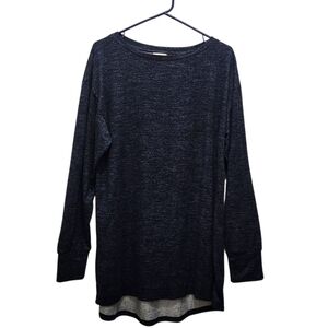 LuLaRoe Hudson Crewneck Heathered Charcoal Long Sleeve Tee Unisex Size M Cozy